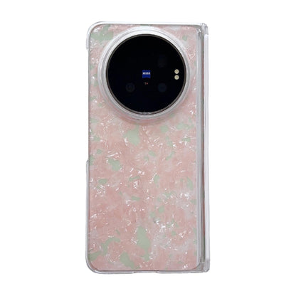 For vivo X Fold6 Magnetic Axis Pearlescent Shell Texture Phone Case - Pink Green - EDA009956801D