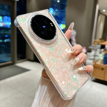 For vivo X Fold6 Magnetic Axis Pearlescent Shell Texture Phone Case - Pink Green - EDA009956801D