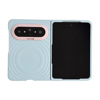 For Huawei Pura X Max Lens-Frame Shield Wave Texture Skin Feel Magnetic Phone Case - Blue - EDA009957501A