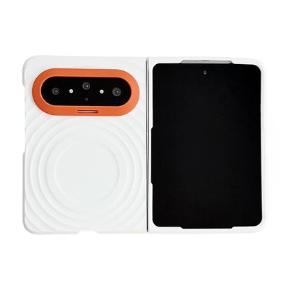 For Huawei Pura X Max Lens-Frame Shield Wave Texture Skin Feel Magnetic Phone Case - White - EDA009957501C