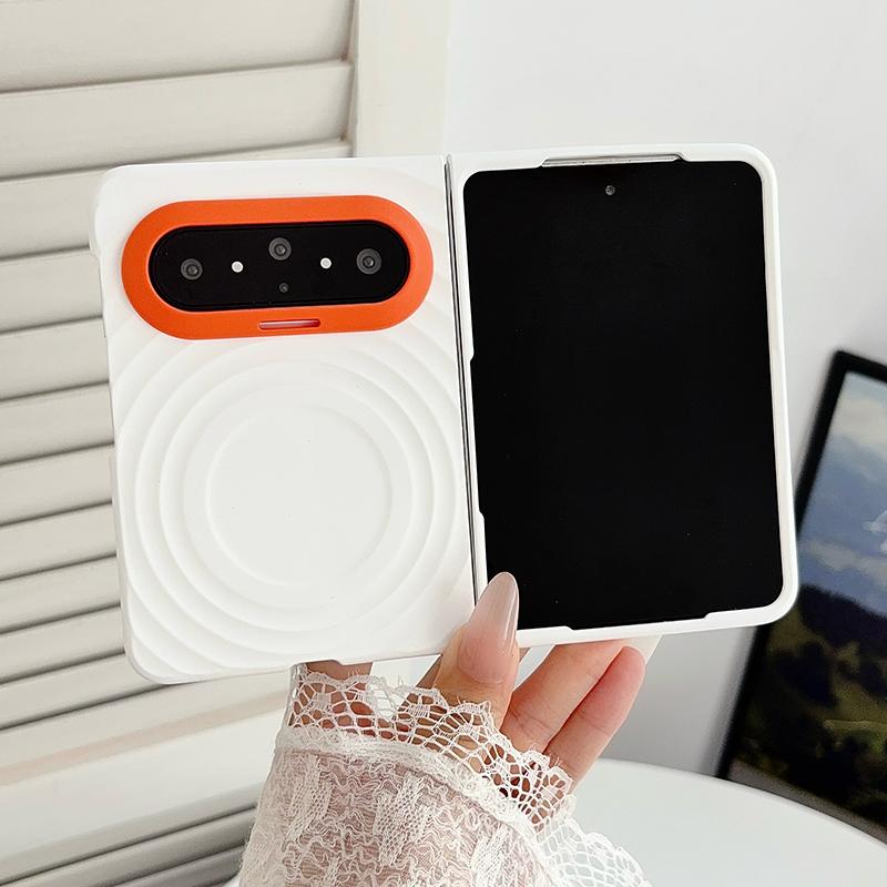 For Huawei Pura X Max Lens-Frame Shield Wave Texture Skin Feel Magnetic Phone Case - White - EDA009957501C