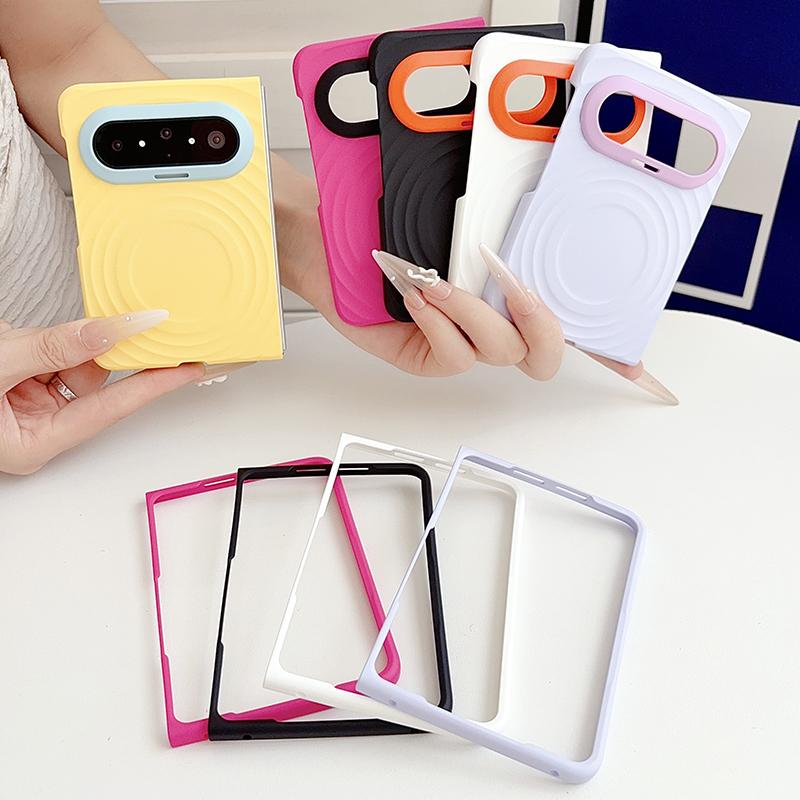 For Huawei Pura X Max Lens-Frame Shield Wave Texture Skin Feel Magnetic Phone Case - White - EDA009957501C