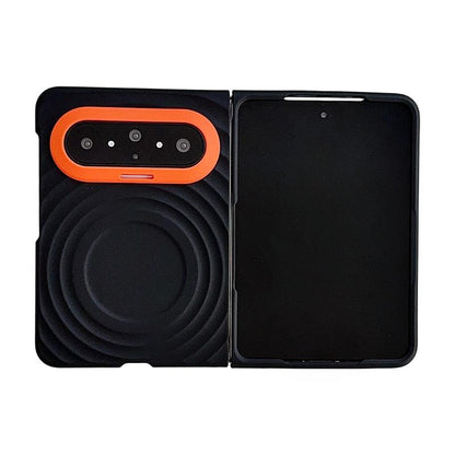 For Huawei Pura X Max Lens-Frame Shield Wave Texture Skin Feel Magnetic Phone Case - Black - EDA009957501D