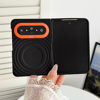 For Huawei Pura X Max Lens-Frame Shield Wave Texture Skin Feel Magnetic Phone Case - Black - EDA009957501D