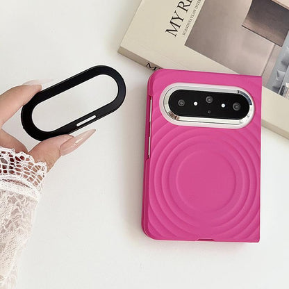 For Huawei Pura X Max Lens-Frame Shield Wave Texture Skin Feel Magnetic Phone Case - Black - EDA009957501D