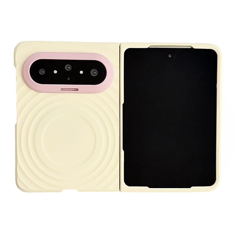 For Huawei Pura X Max Lens-Frame Shield Wave Texture Skin Feel Magnetic Phone Case - Light Yellow - EDA009957501F