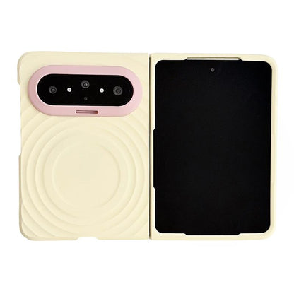 For Huawei Pura X Max Lens-Frame Shield Wave Texture Skin Feel Magnetic Phone Case - Light Yellow - EDA009957501F