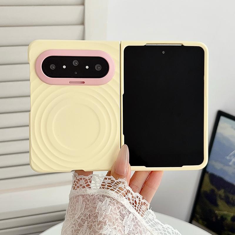For Huawei Pura X Max Lens-Frame Shield Wave Texture Skin Feel Magnetic Phone Case - Light Yellow - EDA009957501F