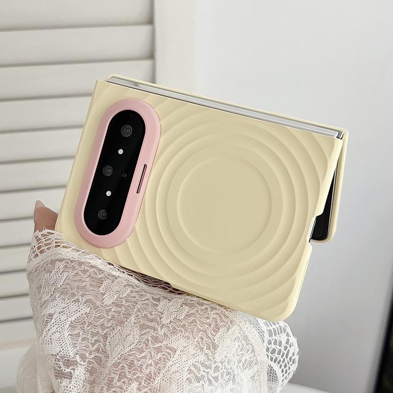 For Huawei Pura X Max Lens-Frame Shield Wave Texture Skin Feel Magnetic Phone Case - Light Yellow - EDA009957501F