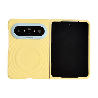 For Huawei Pura X Max Lens-Frame Shield Wave Texture Skin Feel Magnetic Phone Case - Yellow - EDA009957501G