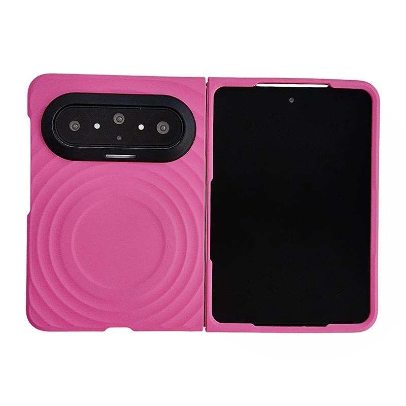 For Huawei Pura X Max Lens-Frame Shield Wave Texture Skin Feel Magnetic Phone Case - Rose Red - EDA009957501H