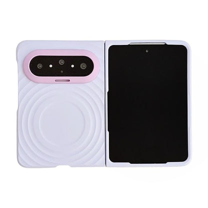 For Huawei Pura X Max Lens-Frame Shield Wave Texture Skin Feel Magnetic Phone Case - Purple - EDA009957501I