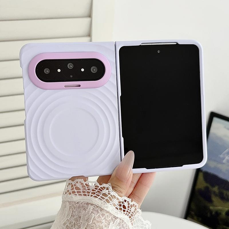 For Huawei Pura X Max Lens-Frame Shield Wave Texture Skin Feel Magnetic Phone Case - Purple - EDA009957501I