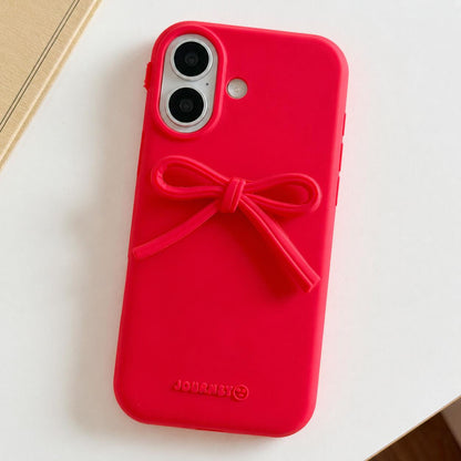 For iPhone 16 Bow TPU hybrid PC Bulge Phone Case - Red - EDA009958707A