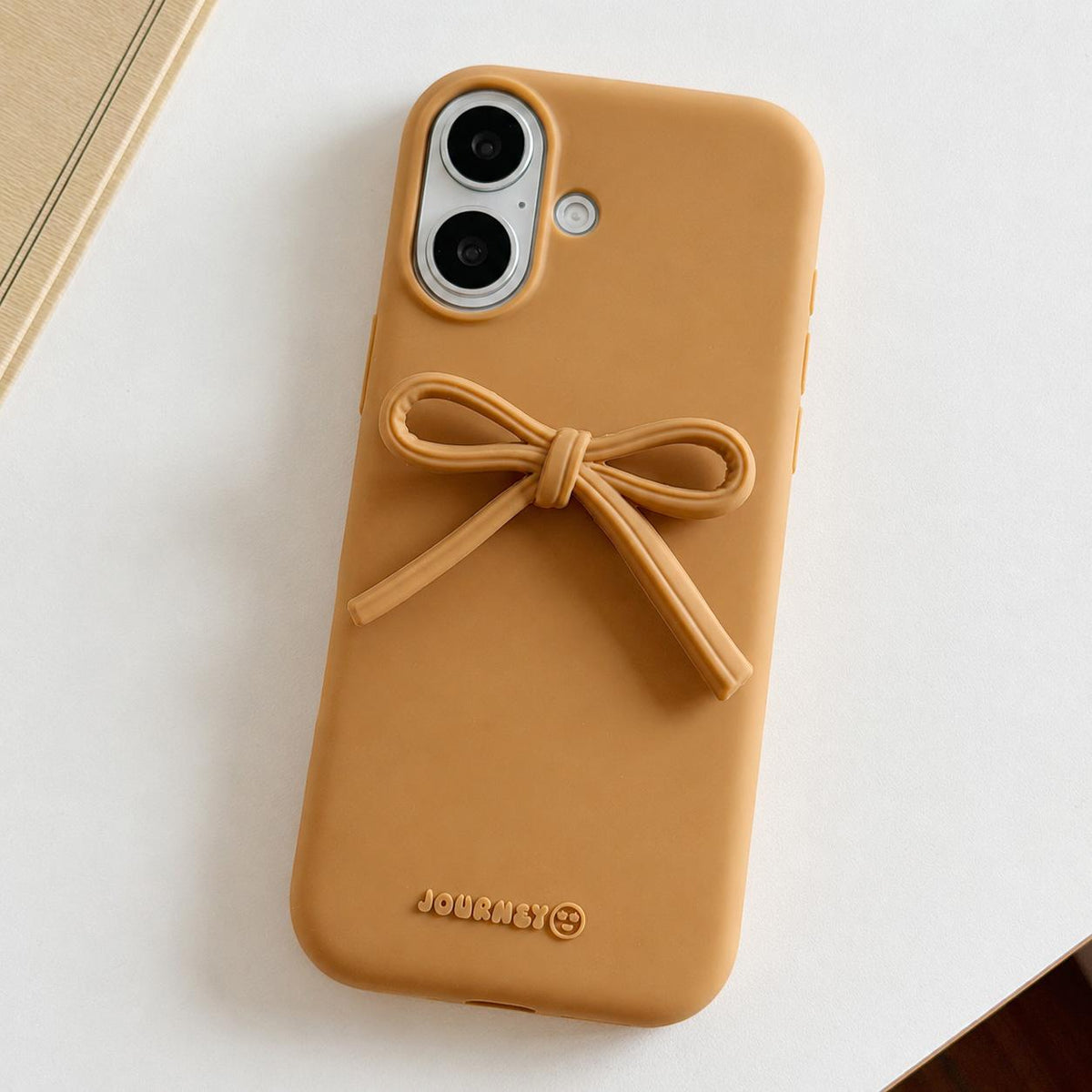 For iPhone 16 Bow TPU hybrid PC Bulge Phone Case - Brown - EDA009958707G