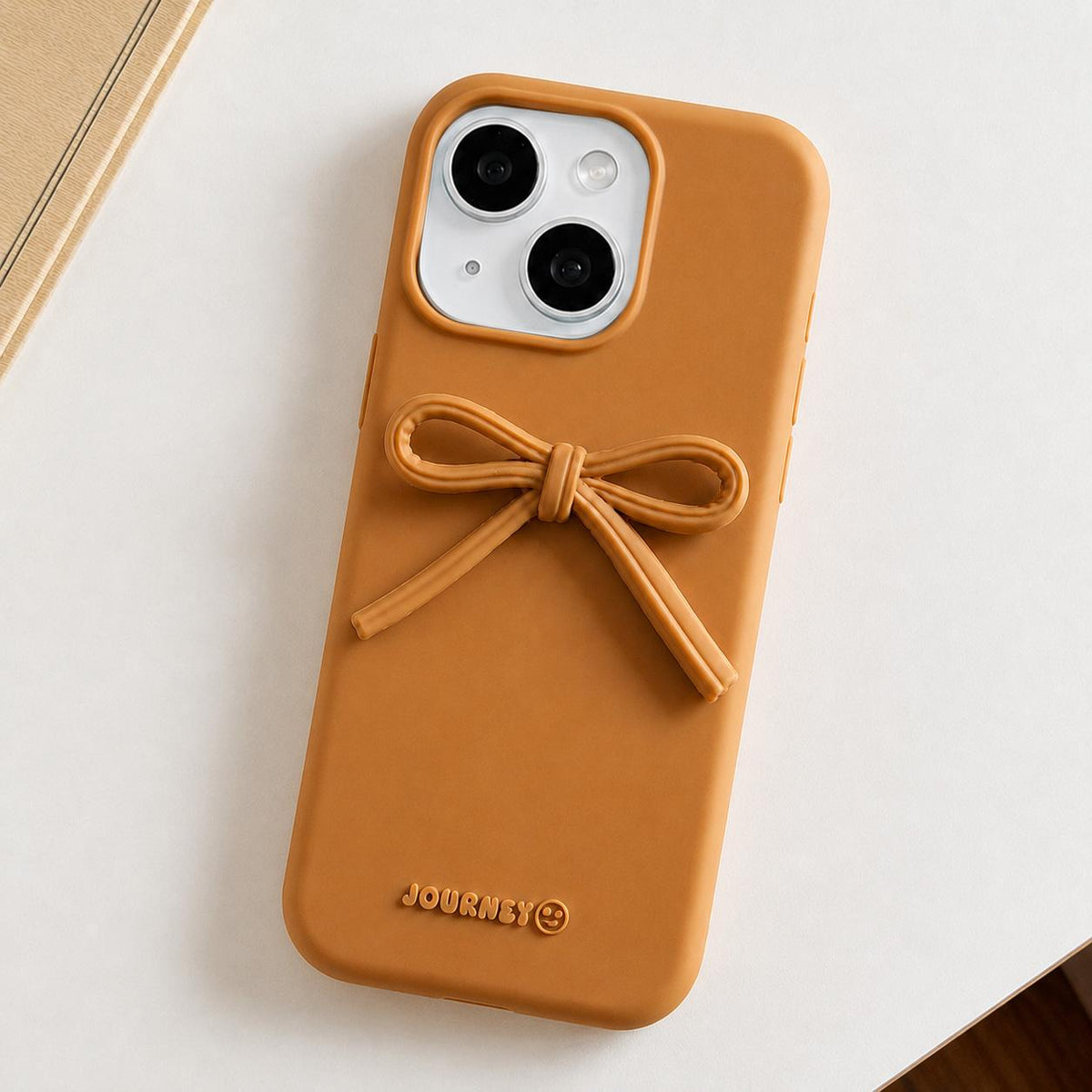 For iPhone 14 Plus Bow TPU hybrid PC Bulge Phone Case - Brown - EDA009958714G