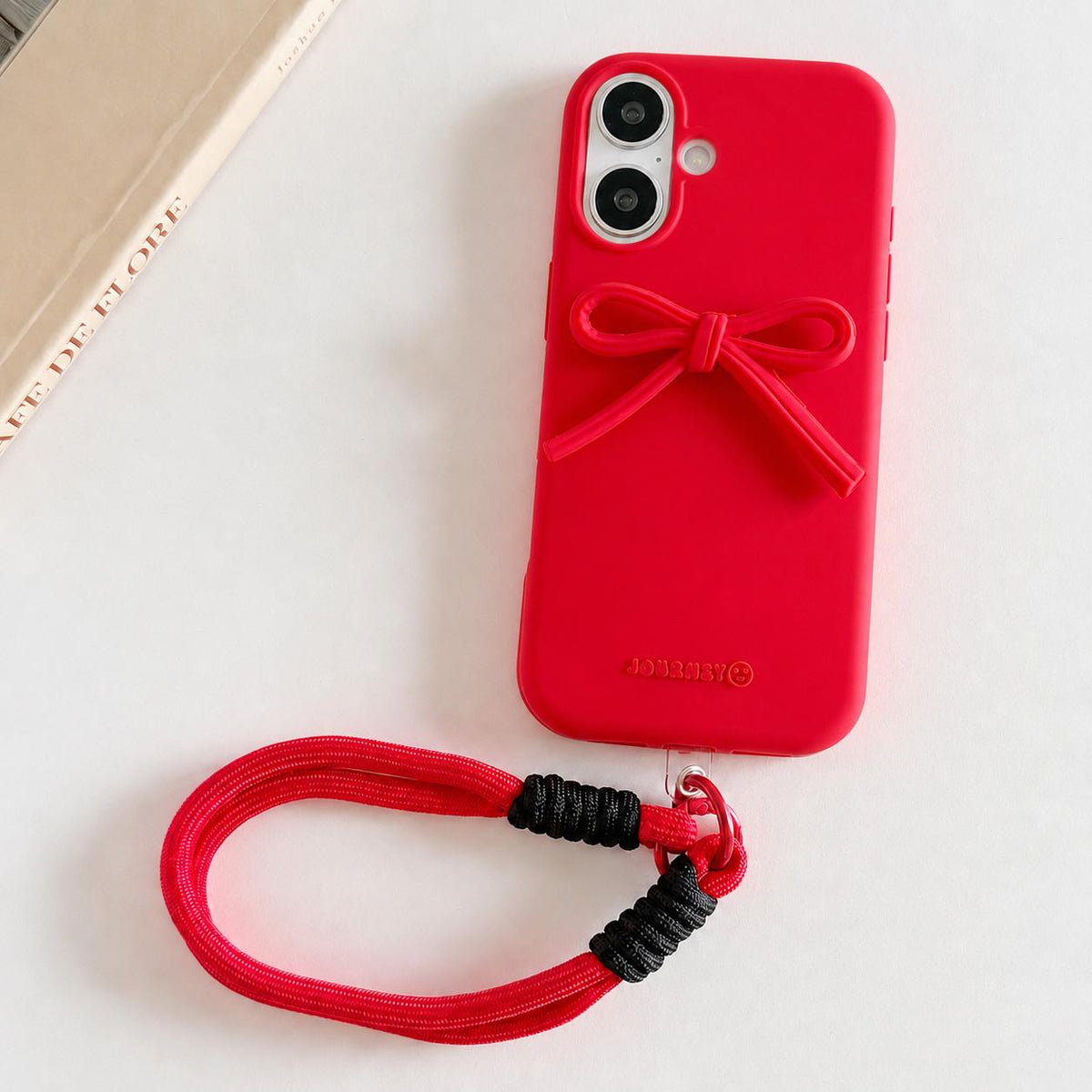 For iPhone 17 Bow TPU hybrid PC Bulge Phone Case with Lanyard - Red - EDA009958803A