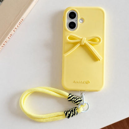 For iPhone 17 Bow TPU hybrid PC Bulge Phone Case with Lanyard - Yellow - EDA009958803D