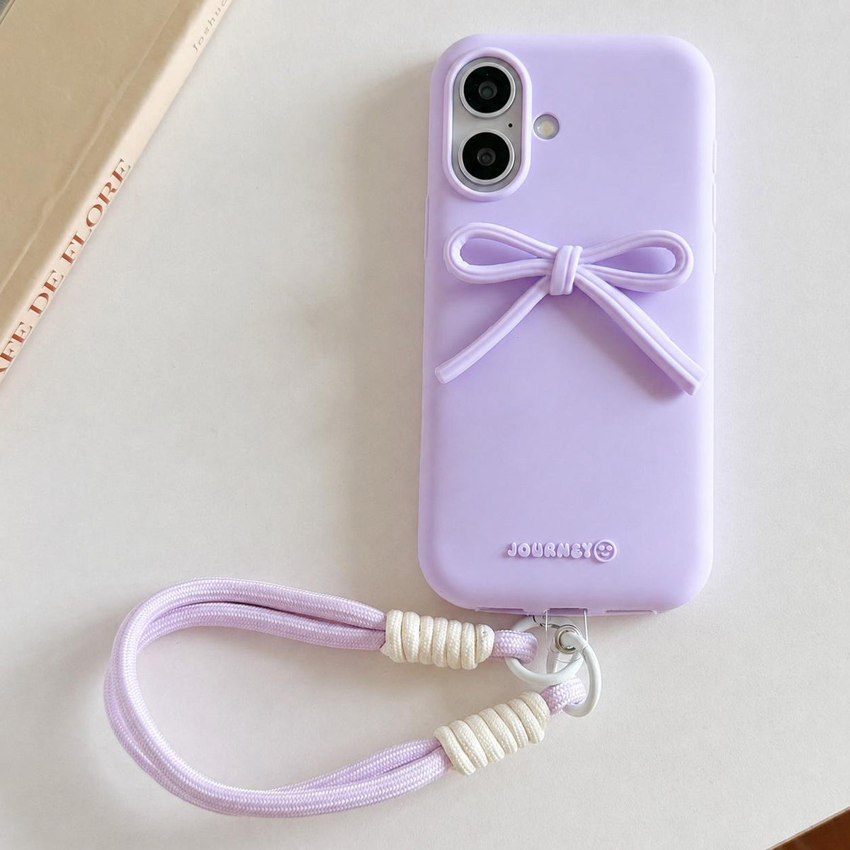 For iPhone 17 Bow TPU hybrid PC Bulge Phone Case with Lanyard - Purple - EDA009958803F