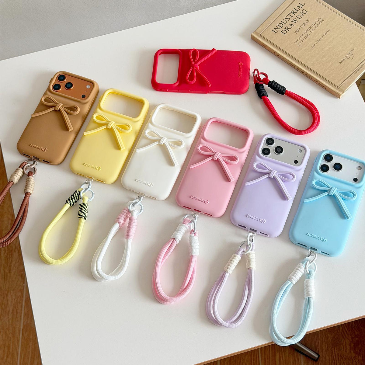 For iPhone 17 Bow TPU hybrid PC Bulge Phone Case with Lanyard - Yellow - EDA009958803D