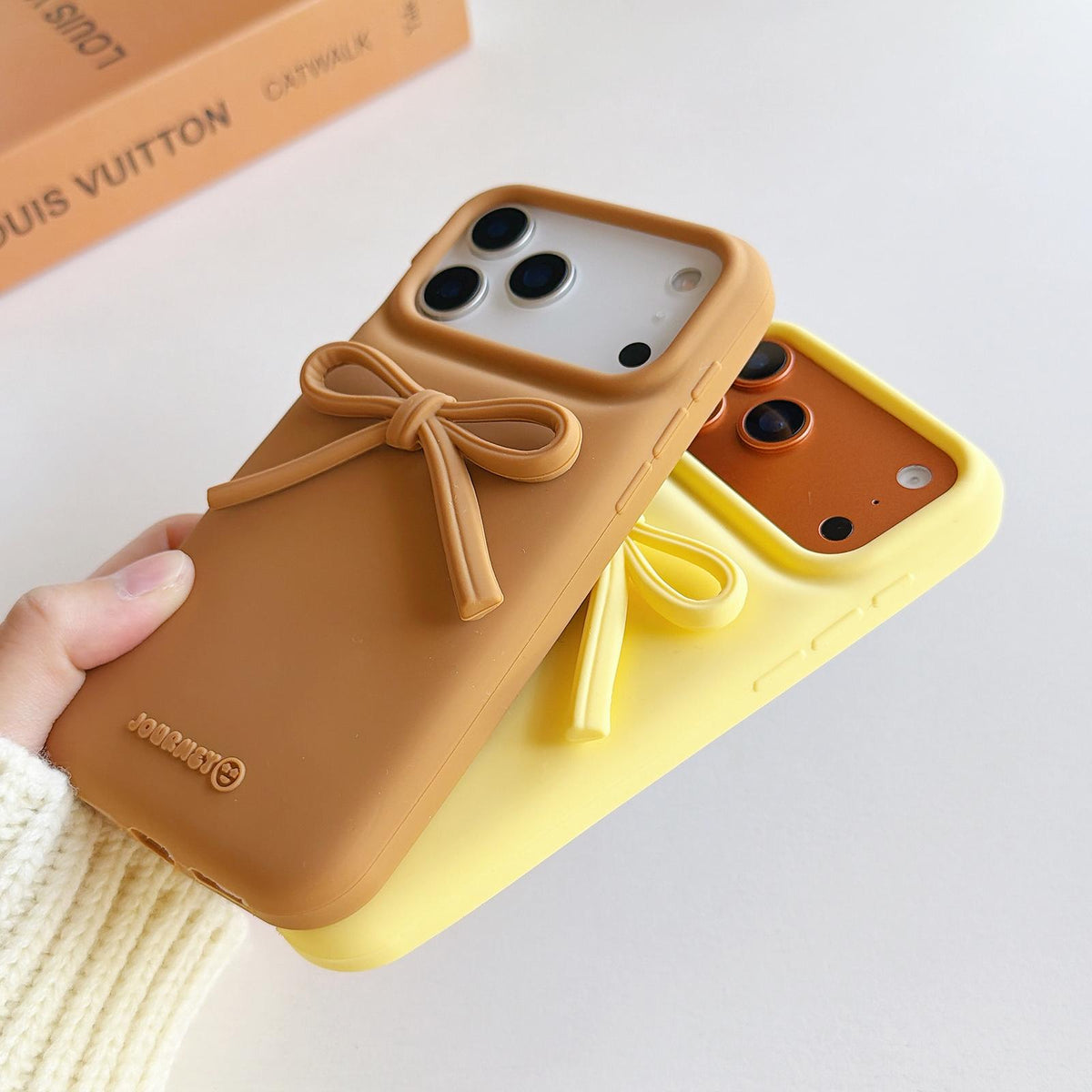 For iPhone 17 Bow TPU hybrid PC Bulge Phone Case with Lanyard - Yellow - EDA009958803D