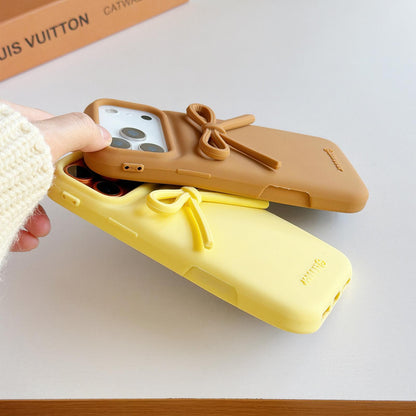 For iPhone 17 Bow TPU hybrid PC Bulge Phone Case with Lanyard - Yellow - EDA009958803D