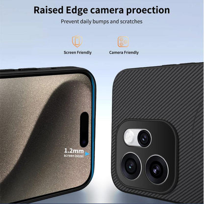 For OPPO Reno16 5G Global WANLONFENG TQ1 Series Magnetic Carbon Fiber Texture Phone Case with 2pcs Screen Films(Grey)