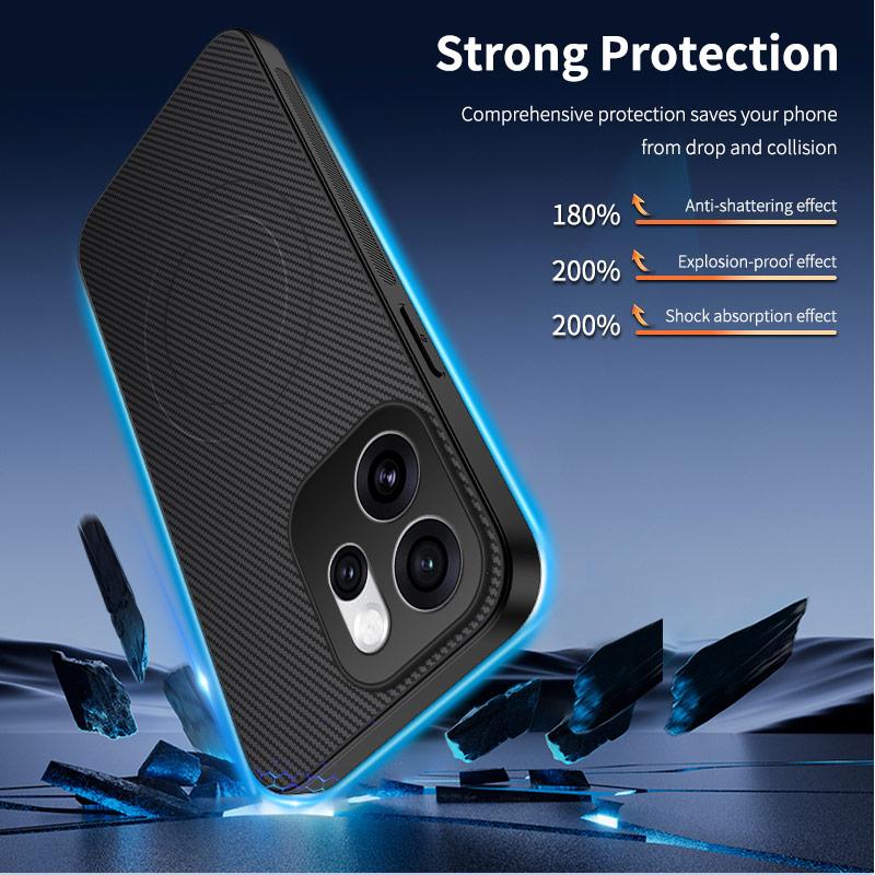 For OPPO Reno16 5G Global WANLONFENG TQ1 Series Magnetic Carbon Fiber Texture Phone Case with 2pcs Screen Films(Sapphire Blue)