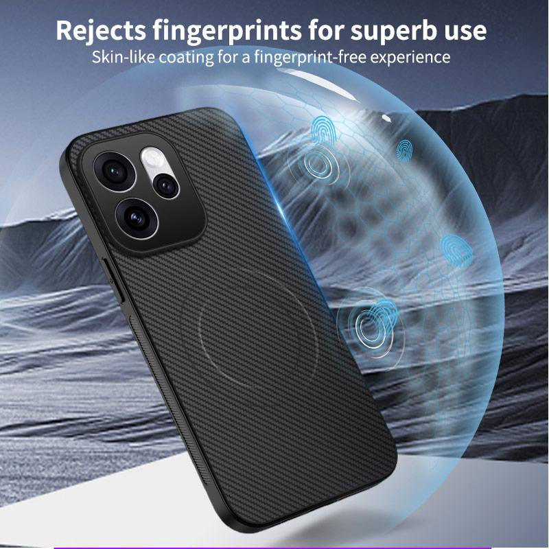 For OPPO Reno16 5G Global WANLONFENG TQ1 Series Magnetic Carbon Fiber Texture Phone Case with 2pcs Screen Films(Sapphire Blue)