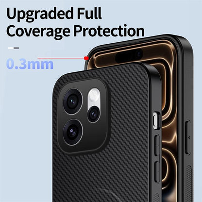 For OPPO Reno16 5G Global WANLONFENG Kickstand Carbon Fiber Texture Magnetic Phone Case with 2pcs Screen Films(Grey)
