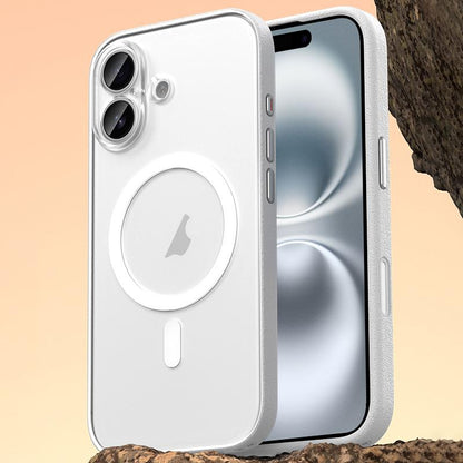 For iPhone 16 Vegan Leather Magnetic Phone Case - Cedar White - EDA009963003C