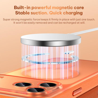 For iPhone 16 Pro Vegan Leather Magnetic Phone Case - Orange - EDA009963002A