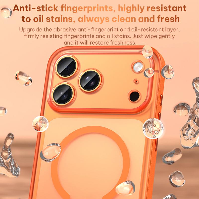 For iPhone 16 Pro Vegan Leather Magnetic Phone Case - Orange - EDA009963002A