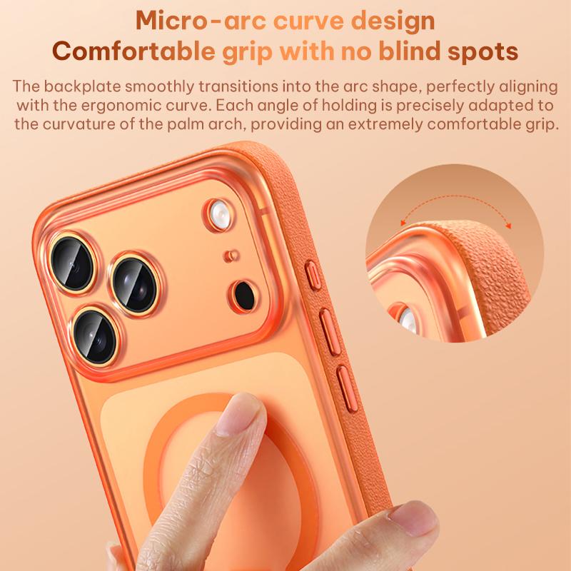 For iPhone 16 Vegan Leather Magnetic Phone Case - Orange - EDA009963003A