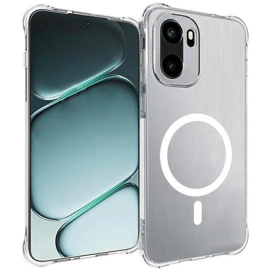 For OnePlus Ace 6 / Ace 6T / 15R 5G WANLONFENG Transparent Magnetic Four-Corner Shockproof TPU Phone Case with Screen Film - Transparent - EDA009963503A