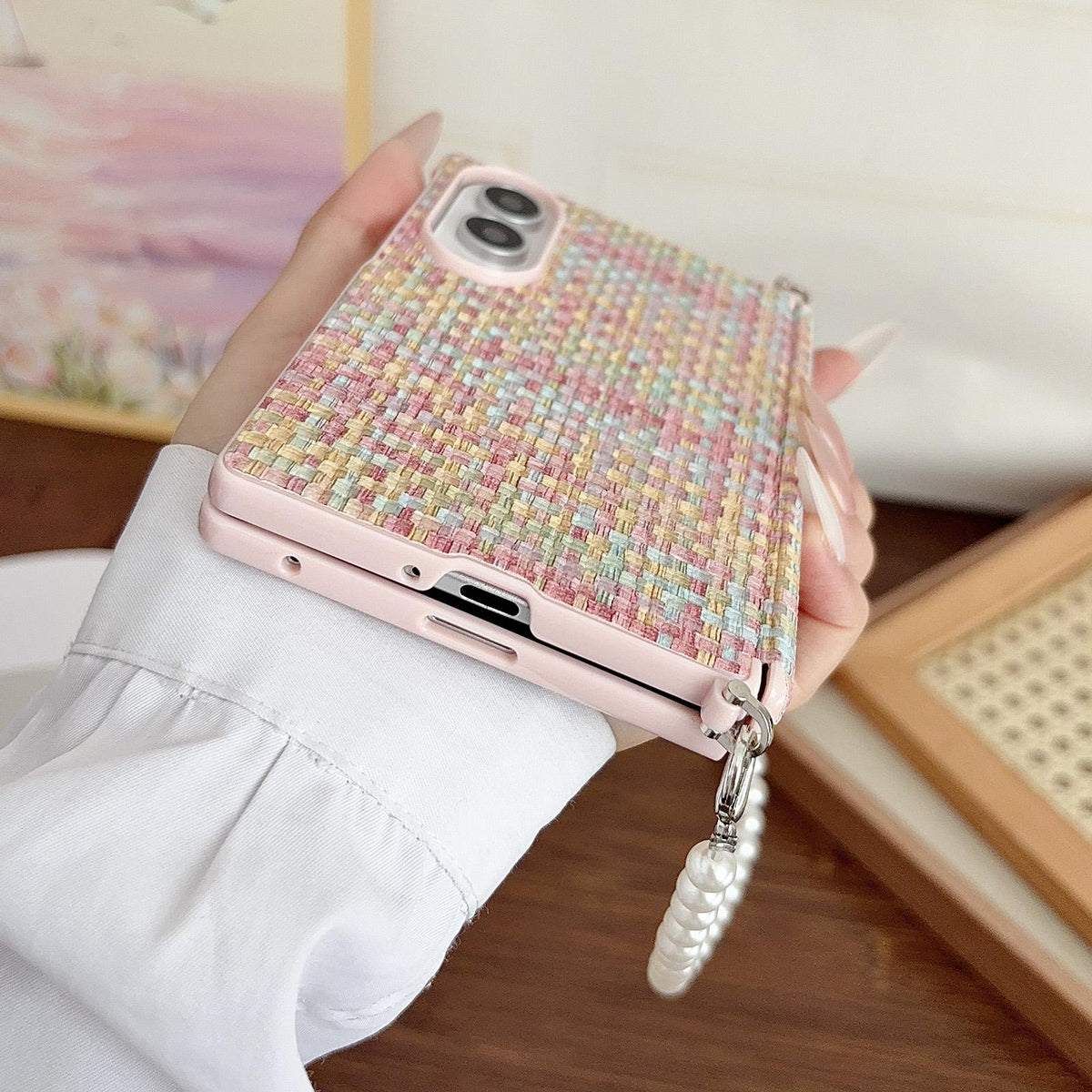 For Galaxy Z Fold8 5G Side Clamp Magnetic Central Axis Fantasy Weave Texture Phone Case - Colorful - EDA009964701A