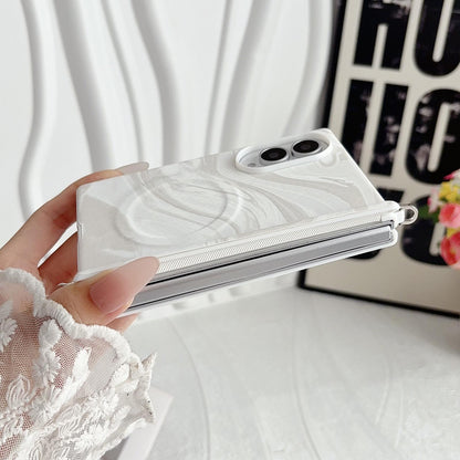 For Galaxy Z Fold8 5G Side Clamp Central Axis Wave Texture Phone Case with Magnetic Ring - Green - EDA009965101B