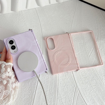 For Galaxy Z Fold8 5G Side Clamp Central Axis Wave Texture Phone Case with Magnetic Ring - Green - EDA009965101B