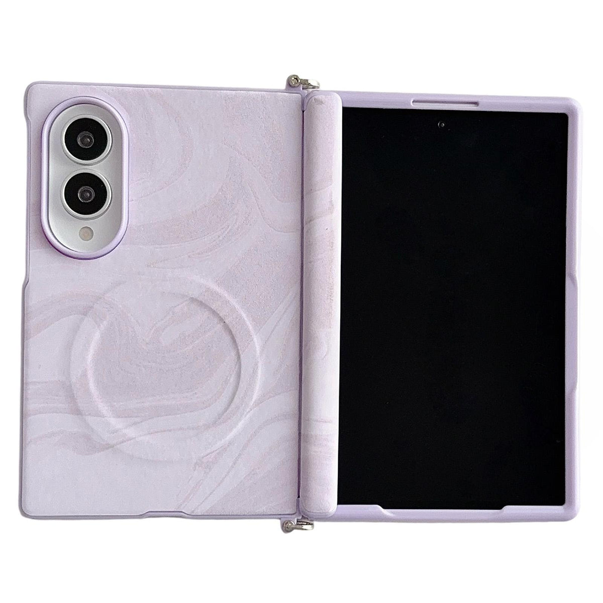 For Galaxy Z Fold8 5G Side Clamp Central Axis Wave Texture Phone Case with Magnetic Ring - Purple - EDA009965101D