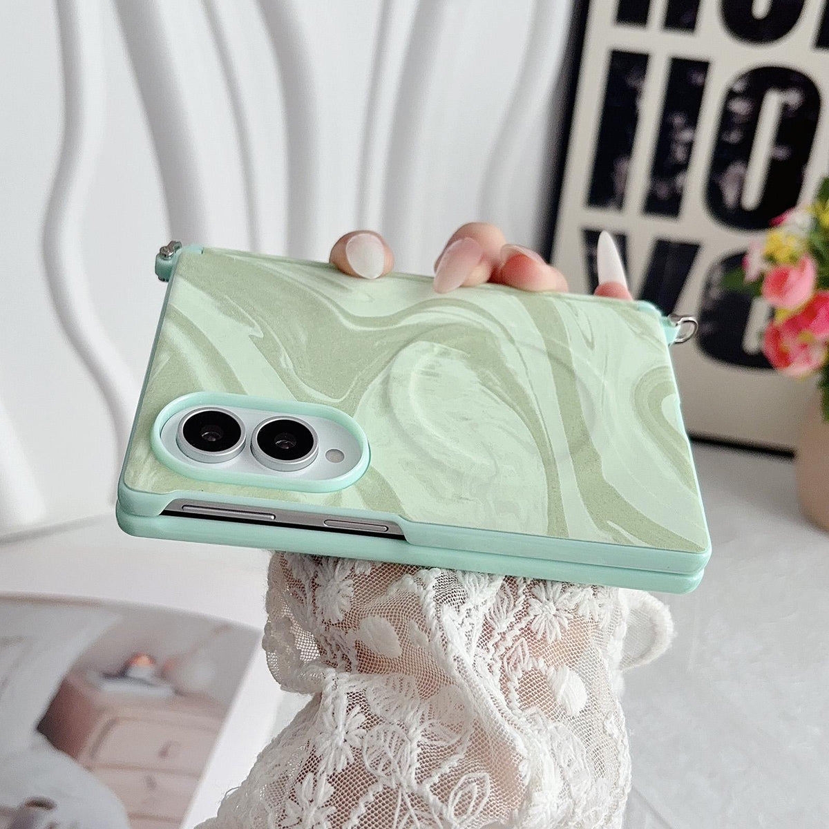 For Galaxy Z Fold8 5G Side Clamp Central Axis Wave Texture Phone Case with Magnetic Ring - Purple - EDA009965101D