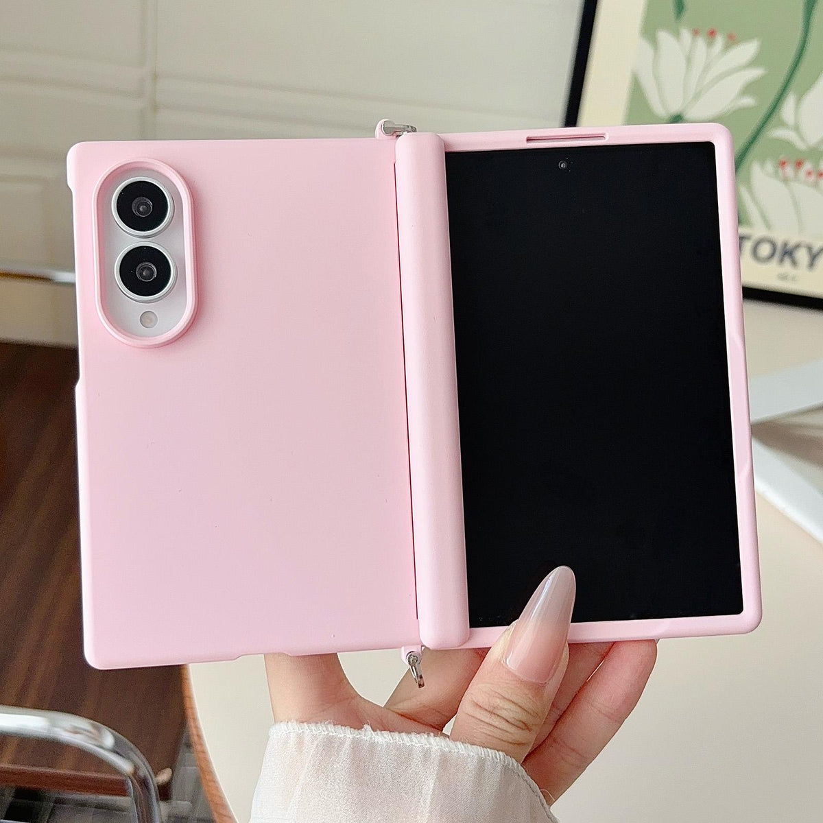 For Galaxy Z Fold8 5G Side Clamp Magnetic Central Axis Lens-Frame Phone Case - Pink - EDA009965501A
