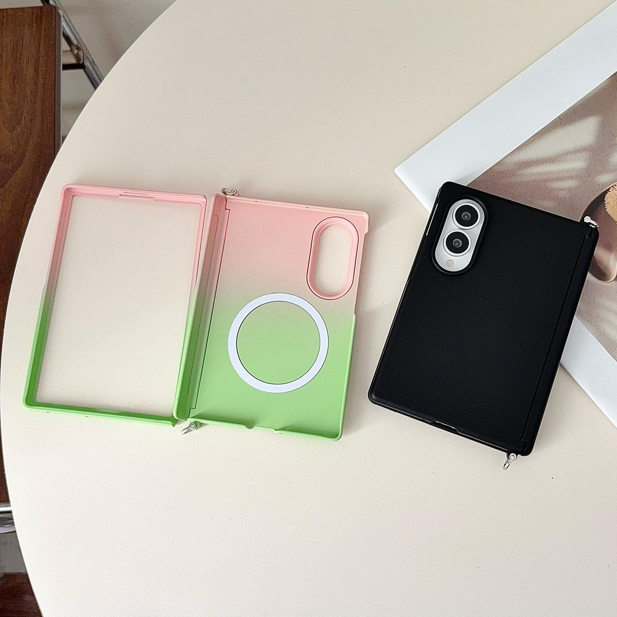For Galaxy Z Fold8 5G Side Clamp Magnetic Central Axis Lens-Frame Phone Case - Pink - EDA009965501A