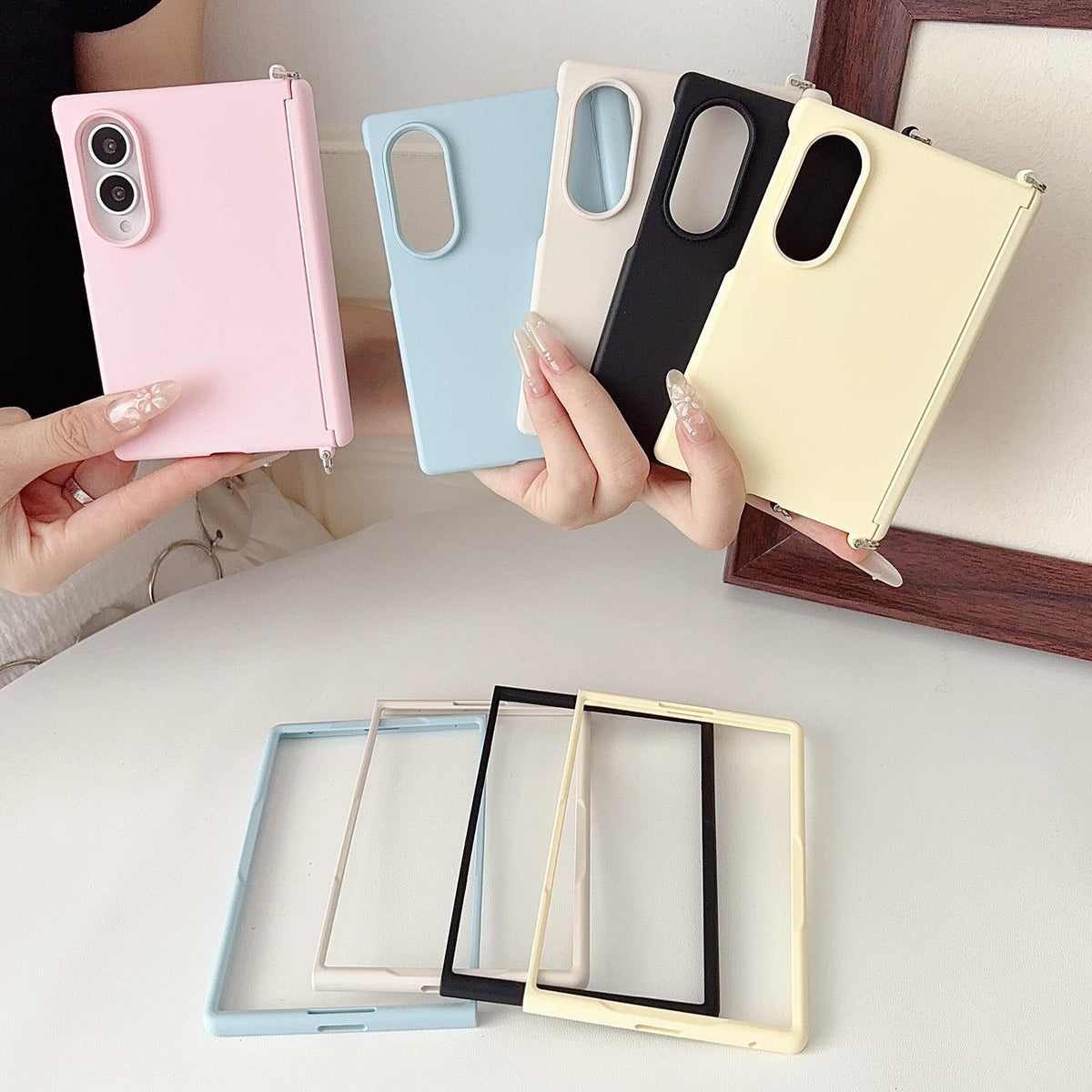 For Galaxy Z Fold8 5G Side Clamp Magnetic Central Axis Lens-Frame Phone Case - Pink - EDA009965501A