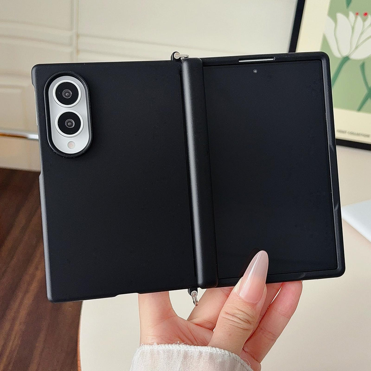 For Galaxy Z Fold8 5G Side Clamp Magnetic Central Axis Lens-Frame Phone Case - Black - EDA009965501D