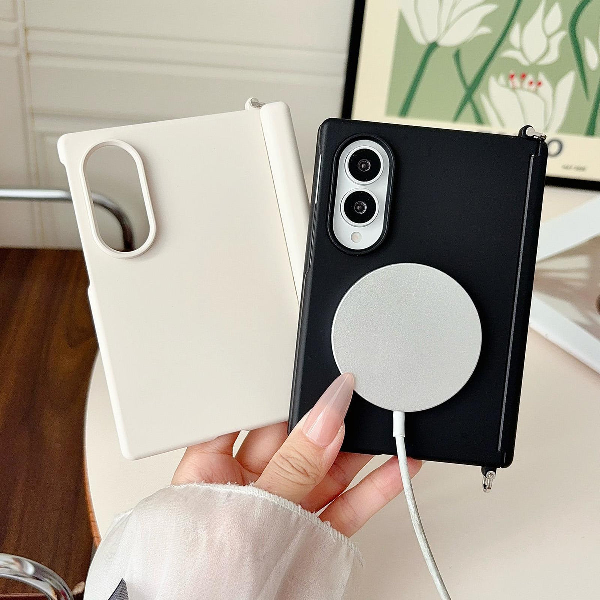 For Galaxy Z Fold8 5G Side Clamp Magnetic Central Axis Lens-Frame Phone Case - Black - EDA009965501D