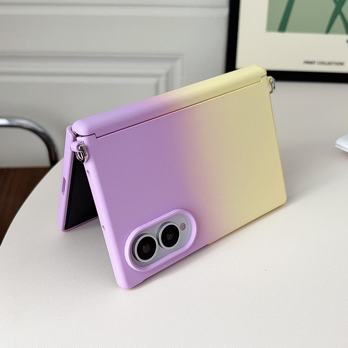 For Galaxy Z Fold8 5G Side Clamp Magnetic Central Axis Lens-Frame Phone Case - Purple Yellow - EDA009965501F