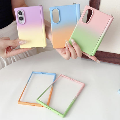 For Galaxy Z Fold8 5G Side Clamp Magnetic Central Axis Lens-Frame Phone Case - Purple Yellow - EDA009965501F