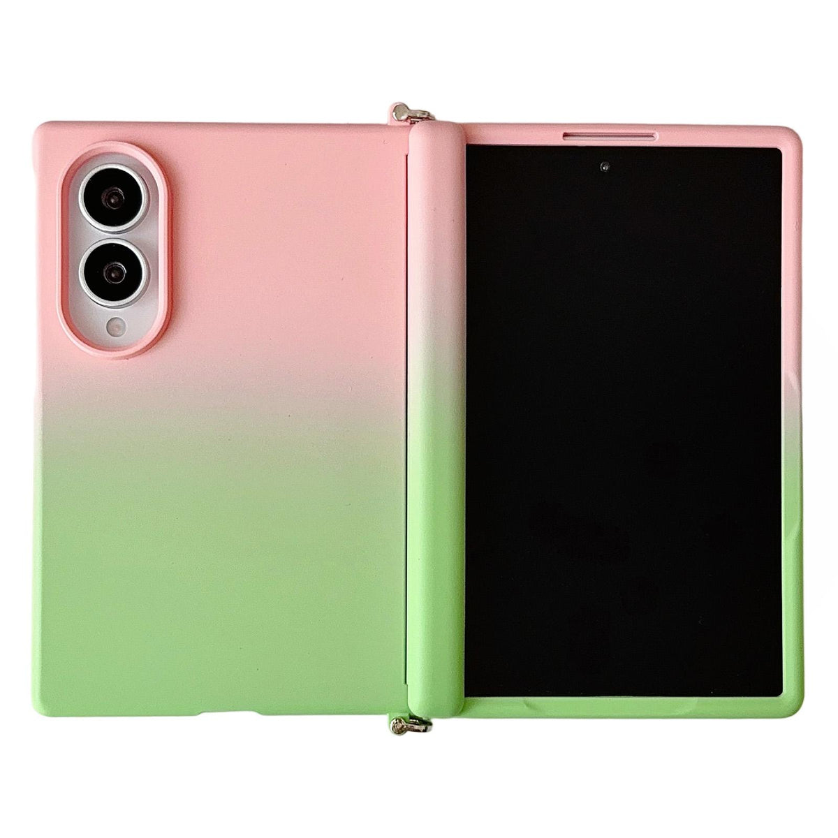 For Galaxy Z Fold8 5G Side Clamp Magnetic Central Axis Lens-Frame Phone Case - Pink Green - EDA009965501H