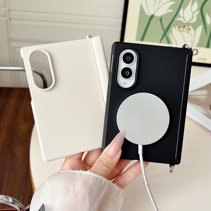 For Galaxy Z Fold8 5G Side Clamp Magnetic Central Axis Lens-Frame Phone Case - Pink Green - EDA009965501H