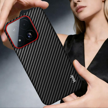 For Xiaomi 17 Max 5G imak Ruiyi Series Red Ring Carbon Fiber Texture Phone Case - Black - EDA009966501A